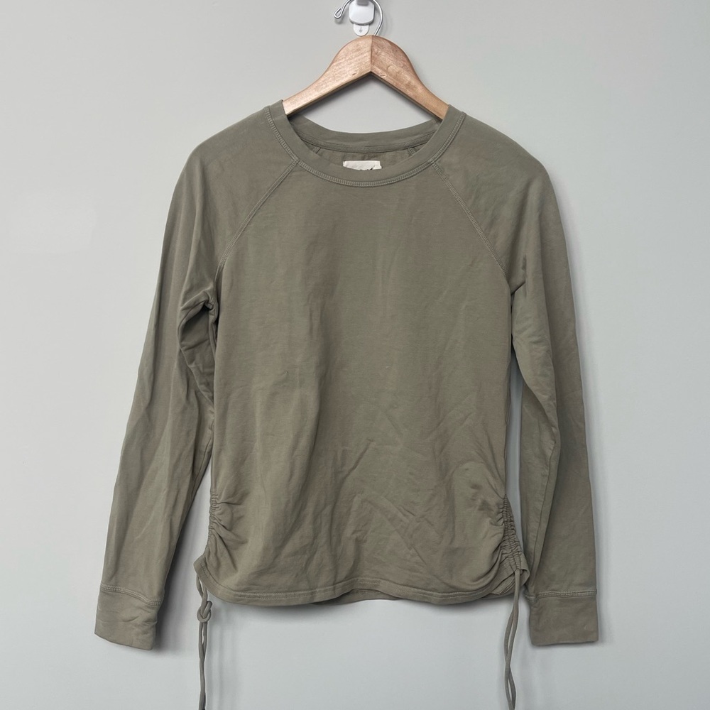 Pact | Olive Green Organic Cotton Cinched Side Pullover Sweatshirt